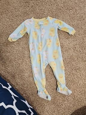Carter's Light Blue Footed One-Piece with Yellow Duck Print
